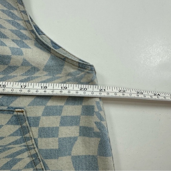 Tinseltown Bib Dress Pastel Denim Checkered Women’s XL Pockets Beach Sundress - Picture 4 of 6